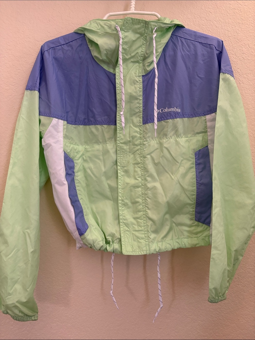 Columbia Mint Green & Periwinkle Colorblock Kids' Rain Jacket